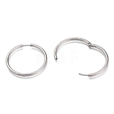 304 Stainless Steel Needle with 201 Stainless Steel Ring Huggie Hoop Earrings EJEW-L256-02D-P-1