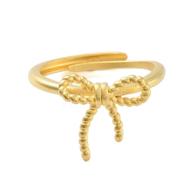 Bowknot Brass Adjustable Rings for Women RJEW-L120-016G-01-1