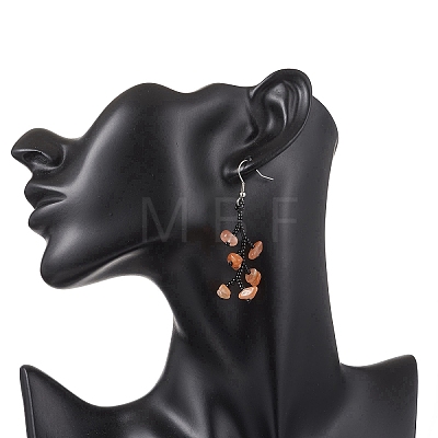 316 Surgical Stainless Steel Glass Seed Beads Chip Dangle Earrings EJEW-TA00774-03-1