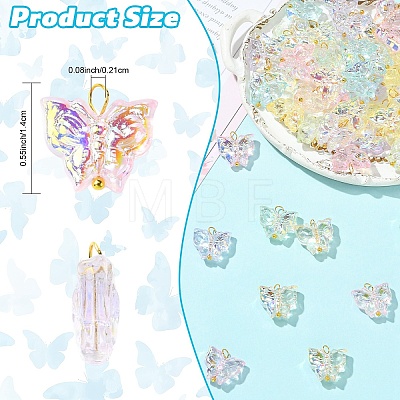 60Pcs 6 Style Glass Pendants PALLOY-YW00164-1