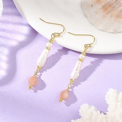 304 Stainless Steel with Natural Mixed Pearl Beads Strands Dangle Earrings EJEW-JE07417-1