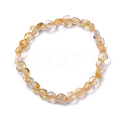 Natural Citrine Bead Stretch Bracelets LS-BJEW-K213-62-1