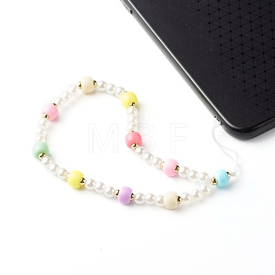Opaque Polystyrene Plastic Beads Mobile Straps HJEW-JM00557-1