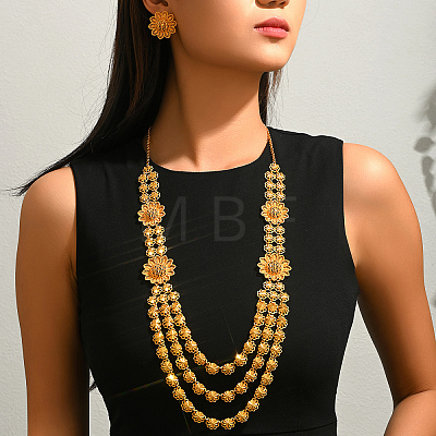 Alloy Filigree Flower Multi-Layer Necklace & Stud Earrings Sets for Women PH1080-1