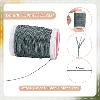 6 Rolls 6 Colors Waxed Polyester Sewing Thread OCOR-PH0036-59-1