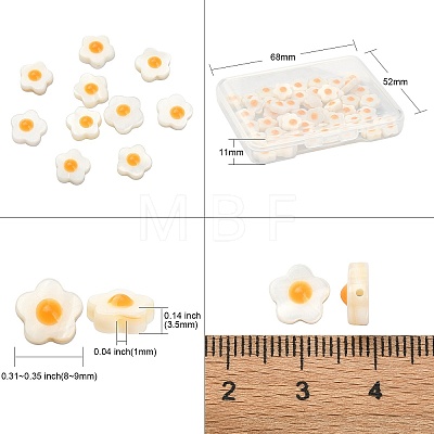Natural Freshwater Shell Beads with Orange Enamel SHEL-CJ0001-25-1