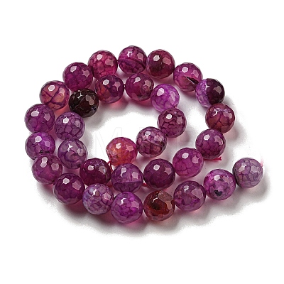 Faceted Natural Dragon Veins Agate Beads Strands X-G-F447-12mm-L02-1