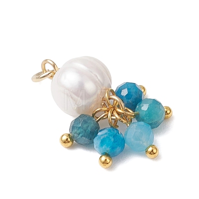 Natural Green Aventurine & Garne & Amethyst & Rose Quartz & Apatite Faceted Round & Potato Pearl Pendants PALLOY-JF04750-03-1