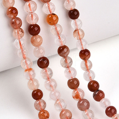 Natural Red Quartz Beads Strands G-T140-4mm-01-1