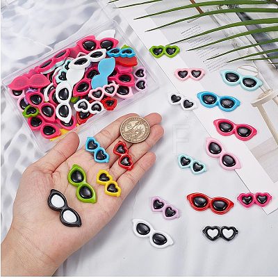 60Pcs 2 Styles Opaque Resin Cabochons CRES-SC0002-60-1