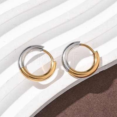 304 Stainless Steel Two Tone Hoop Earrings EJEW-P313-02A-G-1