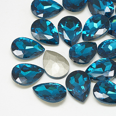 Pointed Back Glass Rhinestone Cabochons X-RGLA-T081-13x18mm-14-1