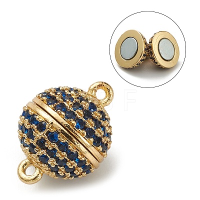 Brass Micro Pave Cubic Zirconia Magnetic Clasps with Loops ZIRC-L075-49B-1