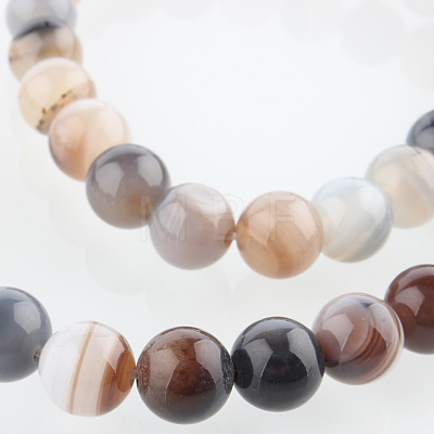 Dyed & Heated Natural Striped Agate/Banded Agate Round Beads Strands G-E230-01-8mm-1