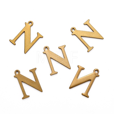 304 Stainless Steel Alphabet Charms STAS-H122-N-AB-1