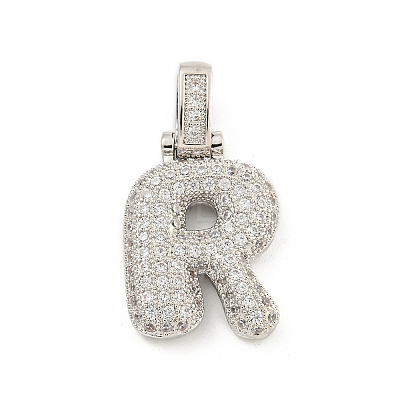 Brass Micro Pave Clear Cubic Zirconia Pendants KK-B099-01P-R-1