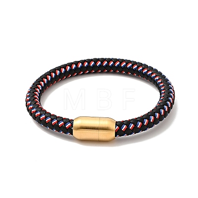 Microfiber Leather Braided Round Cord Bracelet with 304 Stainless Steel Clasp for Men Women BJEW-C021-11-1