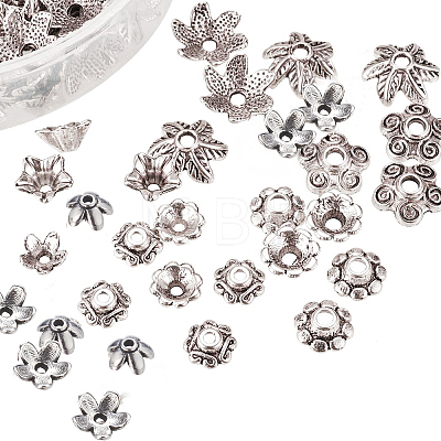 Tibetan Style Spacer Beads End Caps Antique Silver Jewelry Findings Beads Caps Mix Style TIBEB-PH0001-02-B-1