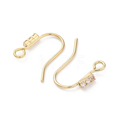 Brass Micro Pave Clear Cubic Zirconia Earring Hooks KK-Z084-10G-1