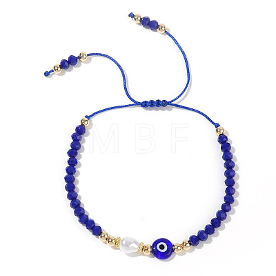 Adjustable Evil Eye Glass Braided Bead Bracelets for Women ZW1974-1-1