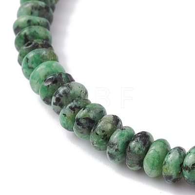 Natural African Jade Rondelle & Pearl Beaded Stretch Bracelets BJEW-JB09918-03-1