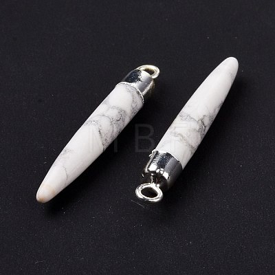 Natural Howlite Brass Pointed Pendants G-B025-02P-16-1