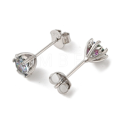 925 Sterling Silver Moissanite Rhinestone Stud Earrings EJEW-U042-05P-03-1