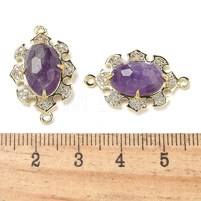 Natural Amethyst Faceted Oval Connector Charms G-G181-06G-03-1