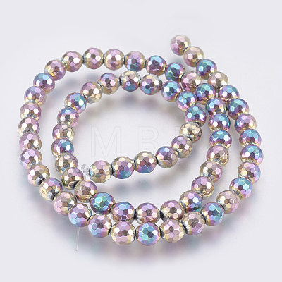 Electroplated Non-magnetic Synthetic Hematite Bead Strand G-E495-04F-1