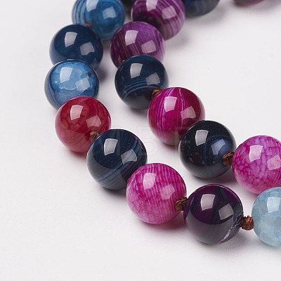 Natural Dyed Agate Beads Necklaces NJEW-F139-6mm-01-1