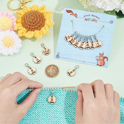 12Pcs 12 Style Flower with Number Pendant Locking Stitch Markers HJEW-AB00641-1