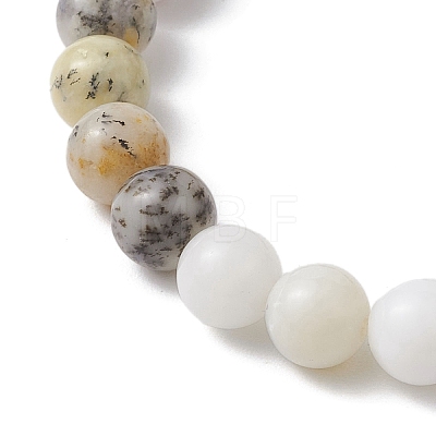 8.5mm Round Natural White African Opal Beaded Stretch Bracelets for Women BJEW-JB10761-1