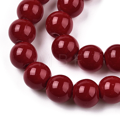 Opaque Solid Color Glass Beads Strands X-GLAA-T032-P8mm-05-1