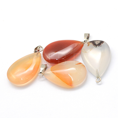 Teardrop Dyed Natural Agate Pendants G-Q368-26-1