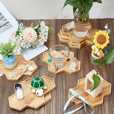 8Pcs Bamboo Saucer for Succulent Planter Pots AJEW-GO0005-41-1