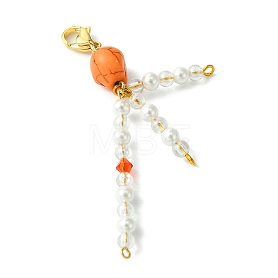 Round Acrylic Beads & Shell Pearl Pendant Decorations HJEW-JM02093-1