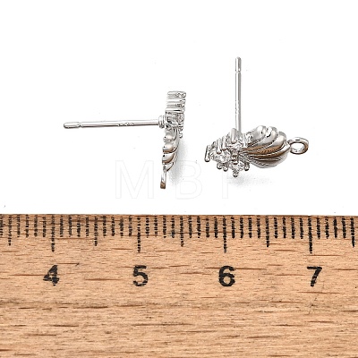 Brass Cubic Zirconia Stud Earrings Finding KK-Q048-15P-1