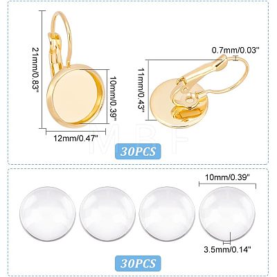 Unicraftale DIY Flat Round Blank Dome Earring Making Kit DIY-UN0003-78-1