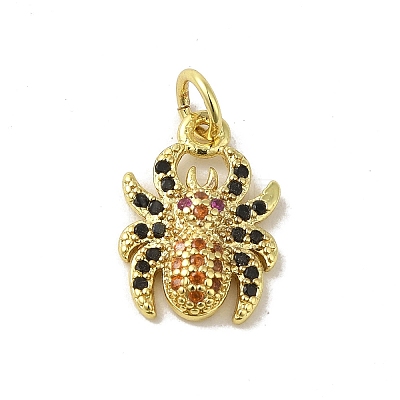 Real 18K Gold Plated Brass Pave Colorful Cubic Zirconia Pendants KK-M283-06B-02-1