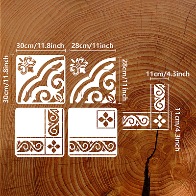 3Pcs 3 Styles PET Hollow Out Drawing Painting Stencils DIY-WH0394-0095-1