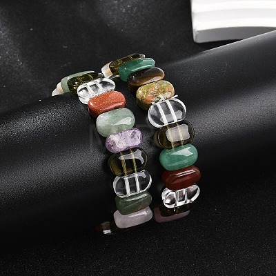 Natural Mixed Gemstone Beaded Stretch Bracelets for Women Men BJEW-M049-11B-1