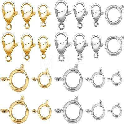 Olycraft 12Pcs 6 Style 304 Stainless Steel Lobster Claw Clasps and 12Pcs 6 Style Spring Ring Clasps STAS-OC0001-10-1