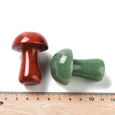 Natural & Synthetic Gemstone Carved Mushroom Statues Ornament G-P525-15-1