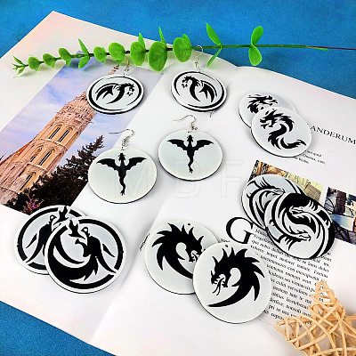 Flat Round with Dragon DIY Pendant Silicone Molds DIY-F142-03-1