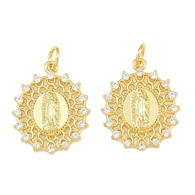 Brass Micro Pave Clear Cubic Zirconia Pendants CU-CBAB3AD-03G-03-1