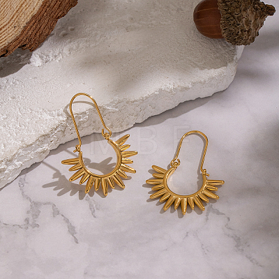 Vintage European Style Sun 304 Stainless Steel Hoop Earrings LS-KG5327-1-1