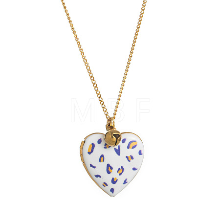 304 Stainless Steel Enamel Printed Mom Heart Locket Pendant Necklaces for Mother's Day Gift WG641EA-02-1