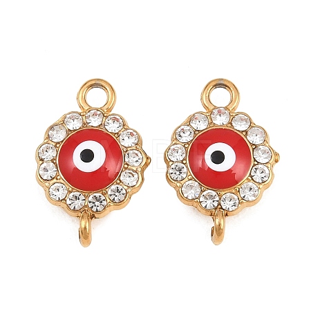 304 Stainless Steel Crystal Rhinestone Connector Charms STAS-G398-24G-03-1