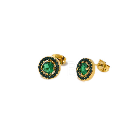 Fashionable 304 Stainless Steel Cubic Zirconia Stud Earrings TM2512-1-1