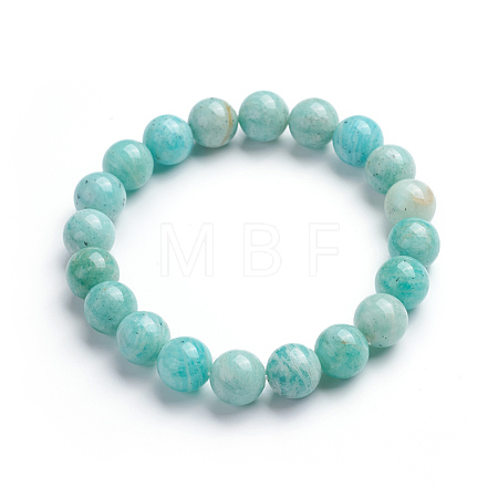 Natural Amazonite Stretch Bracelets BJEW-E373-10mm-09-1
